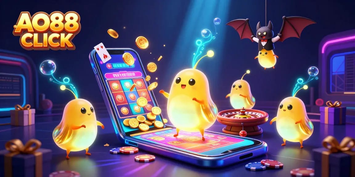 Illuminate your gaming experience at AO88 CLICK with enchanting glowworms in a vibrant casino.
