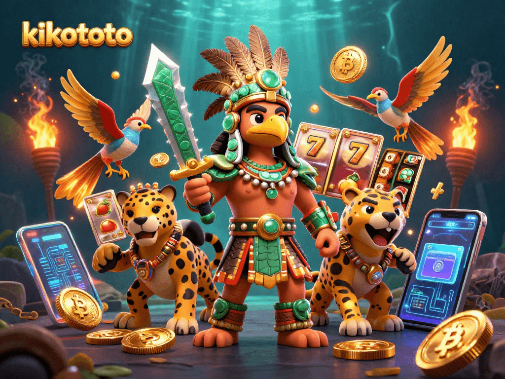 Kikototo, platform slot online dengan karakter pejuang Aztec dan simbol jackpot yang memikat.