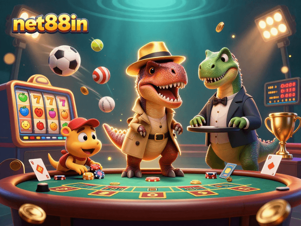 Experience thrilling gameplay with net88in as a velociraptor card counter sneaks chips at a blackjack table.