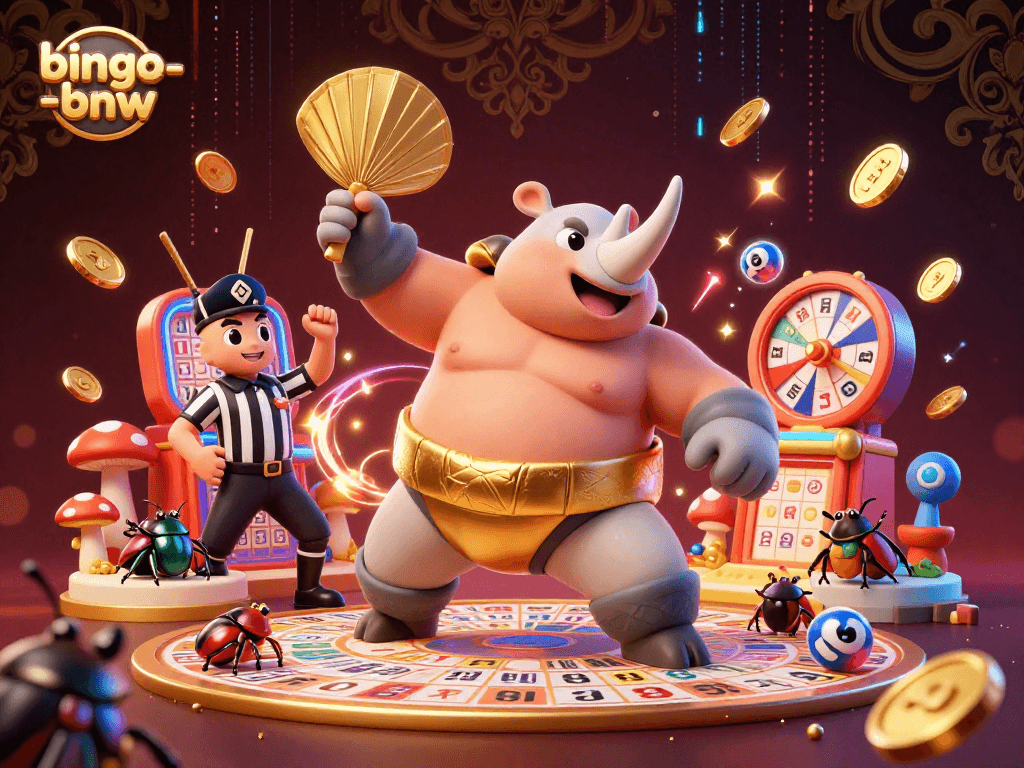 Experience the excitement of bingo-bnw with this dynamic illustration featuring bingo machines and vibrant colors.