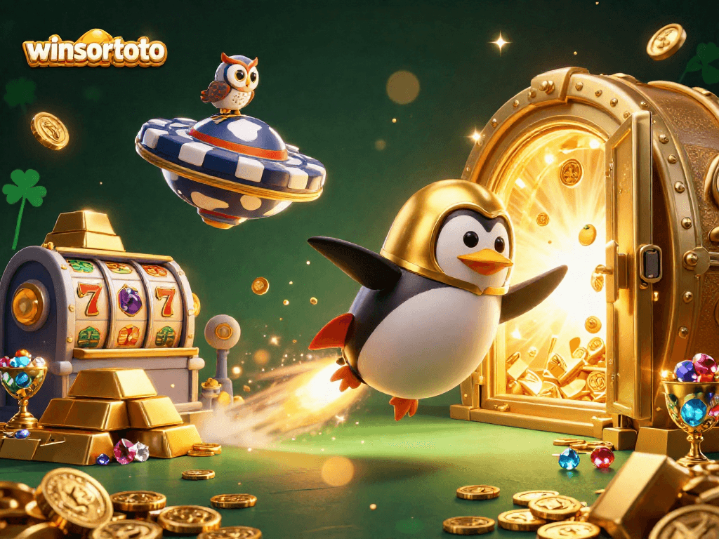 Menangi jackpot menarik di winsortoto dengan ilustrasi kasino luar angkasa yang berkilau.