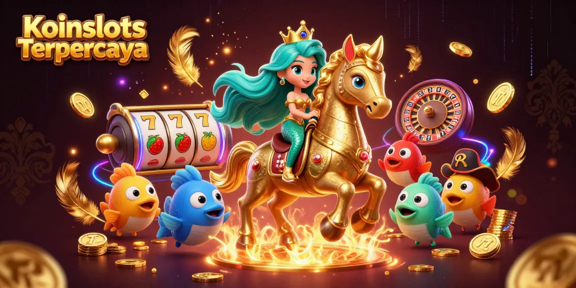 Engage in thrilling gameplay at Koinslots Terpercaya with vibrant mermaid and seahorse characters amidst dazzling casino elements.