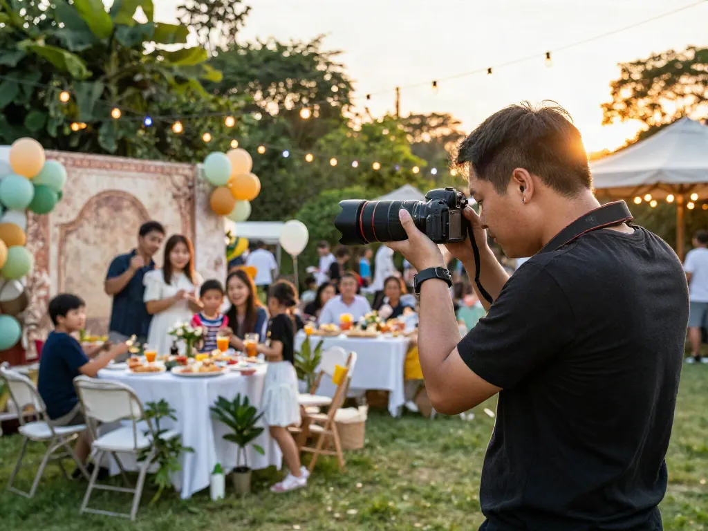 Fotografi profesional di pulau77 saat momen berharga dirayakan dengan dekorasi ceria.