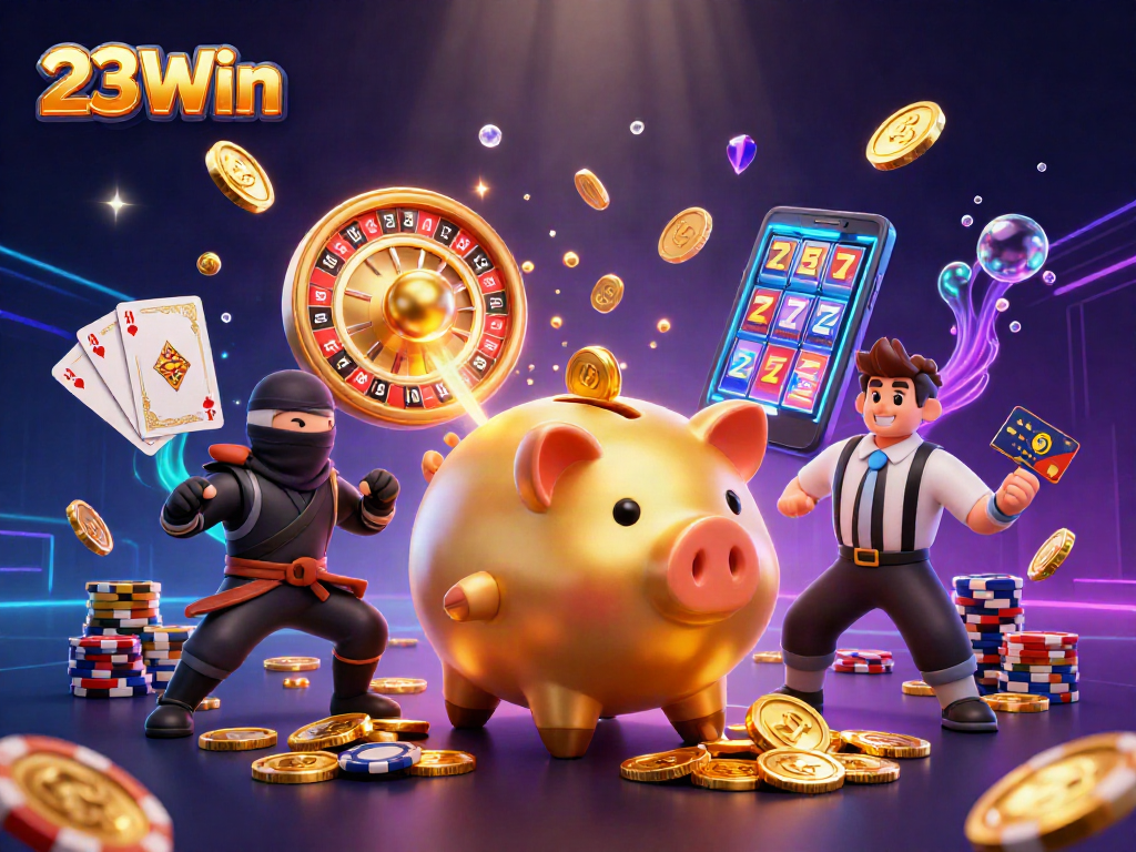 Engage with 23Win's thrilling gaming experience featuring colorful characters and dynamic casino action.