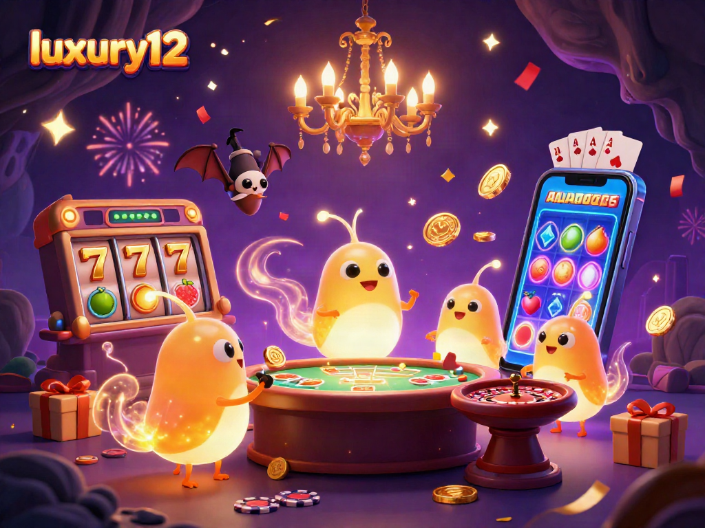 Experience the thrill of luxury12 with glowing glowworms illuminating a vibrant cave casino atmosphere.