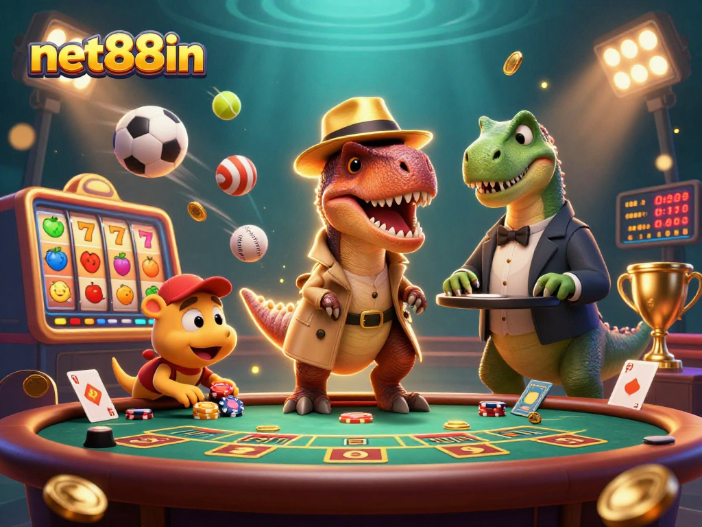 Experience thrilling gameplay with net88in as a velociraptor card counter sneaks chips at a blackjack table.
