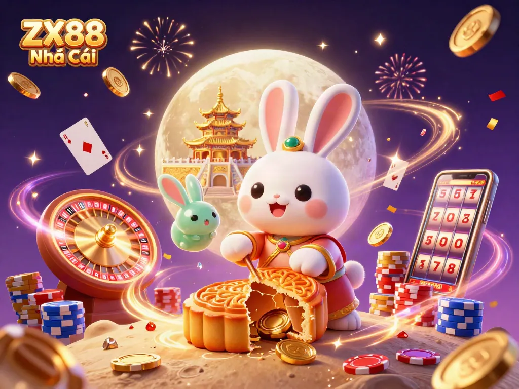 Experience thrilling wins at ZX88 Nhà Cái with festive casino-themed visual elements.
