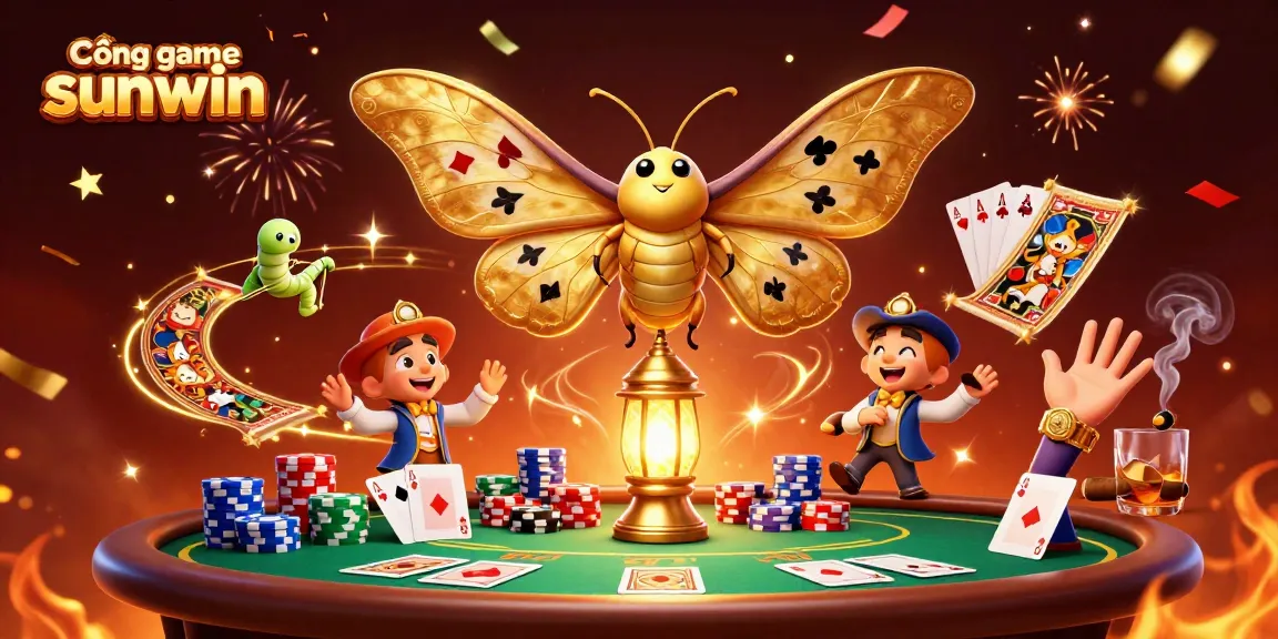 Trải nghiệm Cổng game sunwin cùng đèn lồng vàng và bướm khổng lồ, hình ảnh sống động gây ấn tượng mạnh.