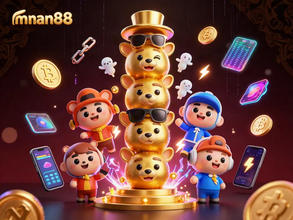 Experience the thrill of winning at man88 with vibrant digital casino elements and 3D art.