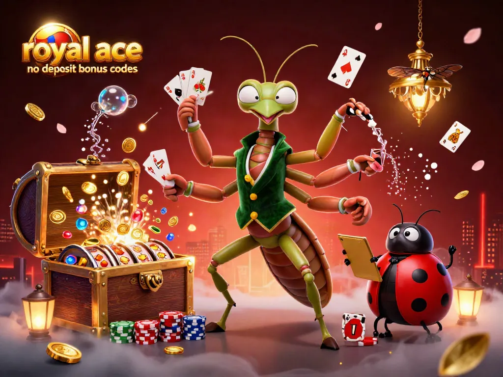 Win big with royal ace no deposit bonus codes in this vibrant 3D casino scene depicting excitement and golden rewards.