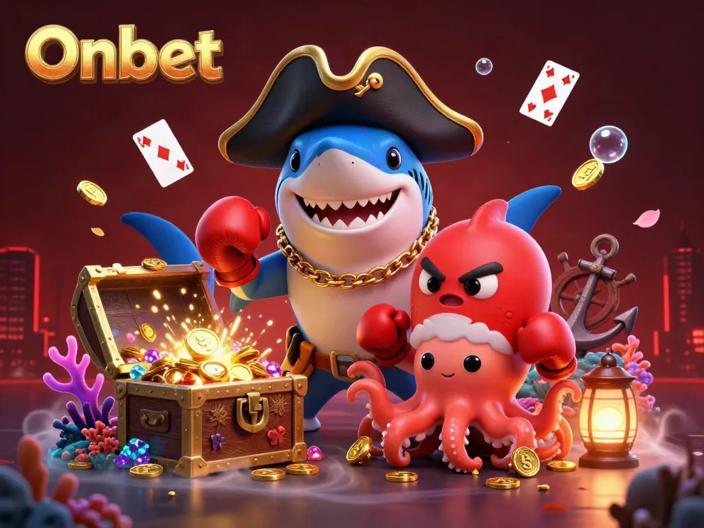 Engage in thrilling underwater adventures with Onbet's vibrant casino world illustrated in 3D.