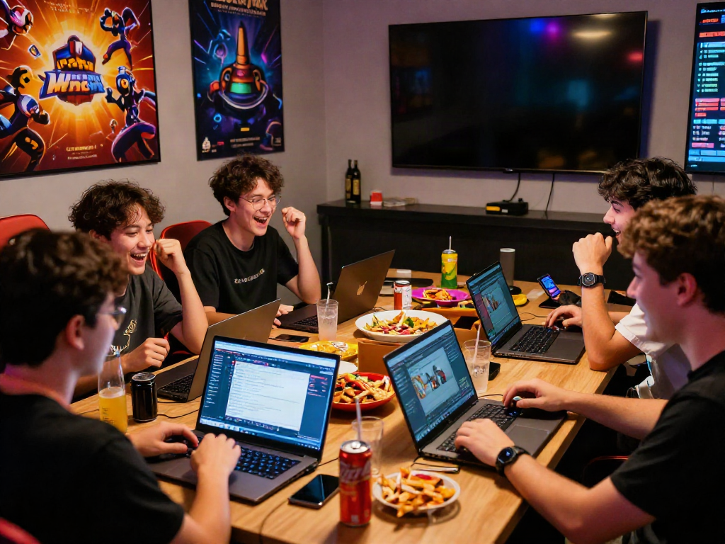 Friends enjoying an engaging gaming session on the luxury12 link platform with exciting game displays and snacks.