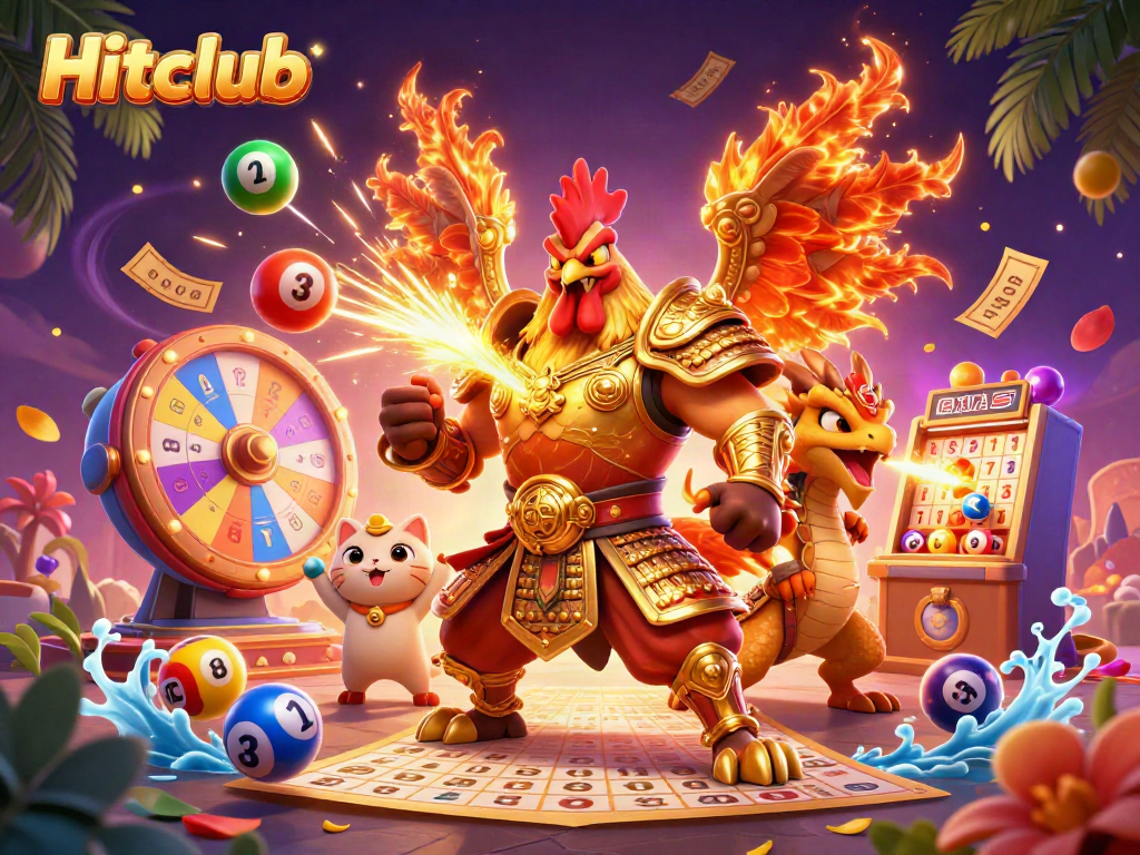 Experience exhilarating gameplay at Hitclub with dynamic characters in a vibrant casino scene.