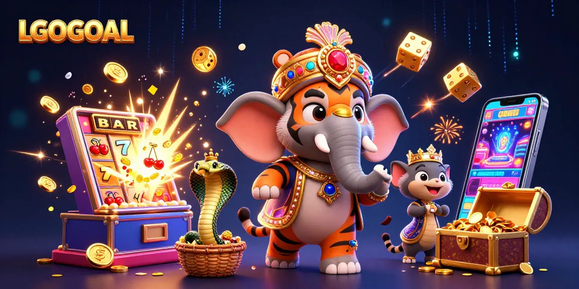 Engage with LGOGOAL's vibrant illustration of a thrilling online slot experience featuring a colorful jackpot layout.