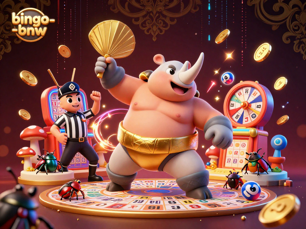 Experience the excitement of bingo-bnw with this dynamic illustration featuring bingo machines and vibrant colors.