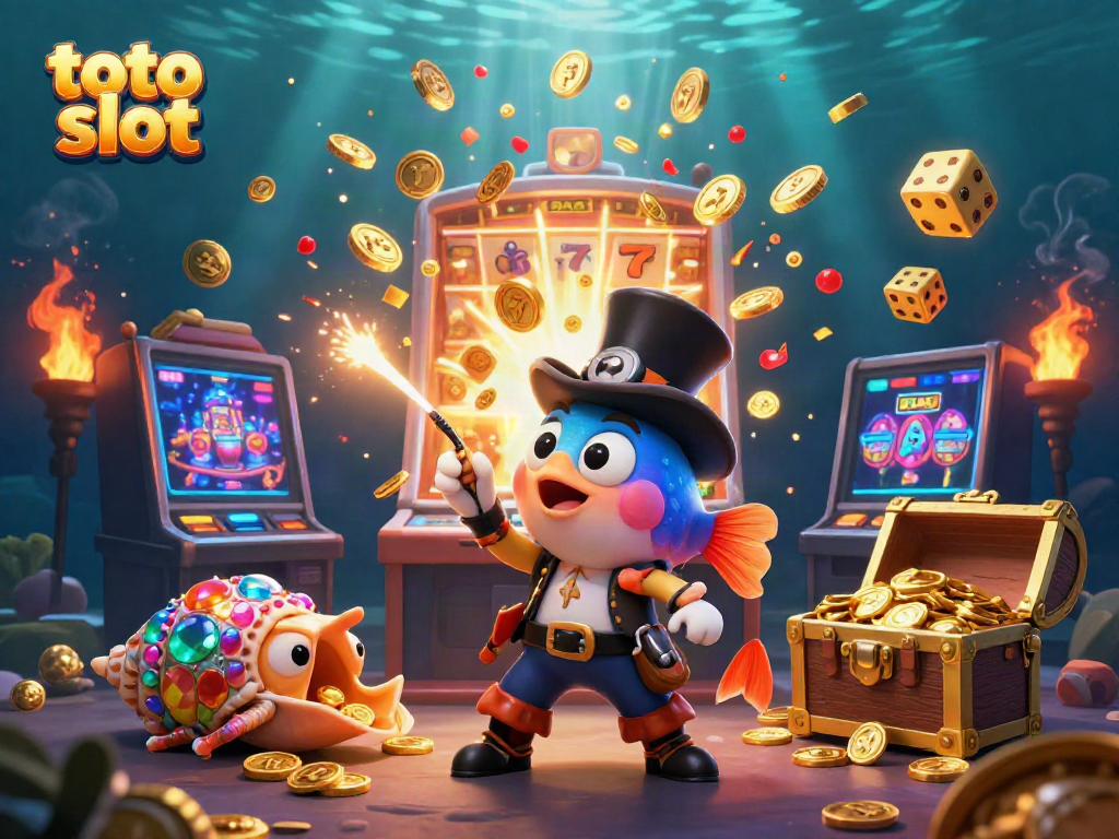 Spin the toto slot for exciting underwater treasures amidst dazzling game elements and characters.