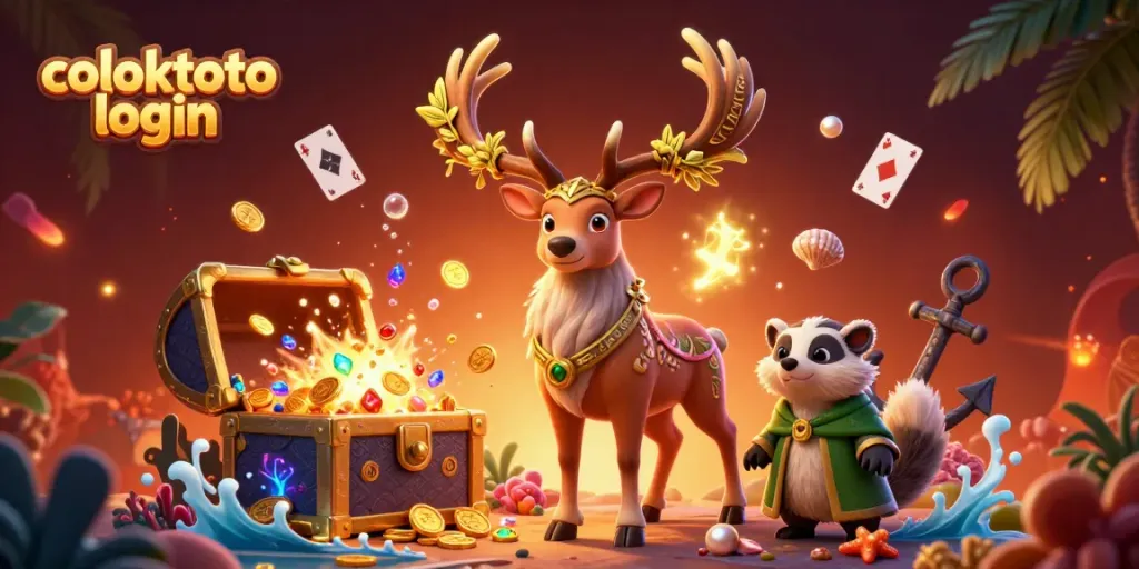 Experience coloktoto login with a vibrant gaming scene featuring mythical characters and casino elements.