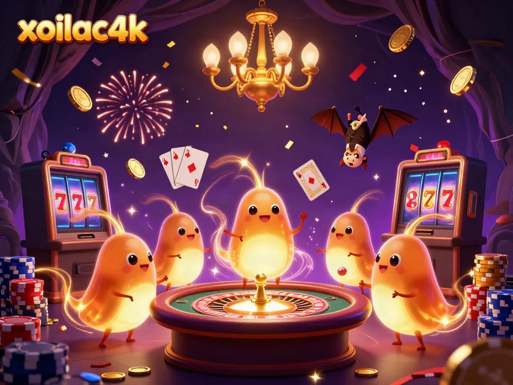 Experience the thrill of xoilac4k as glowworms illuminate a vibrant casino scene filled with fortune.