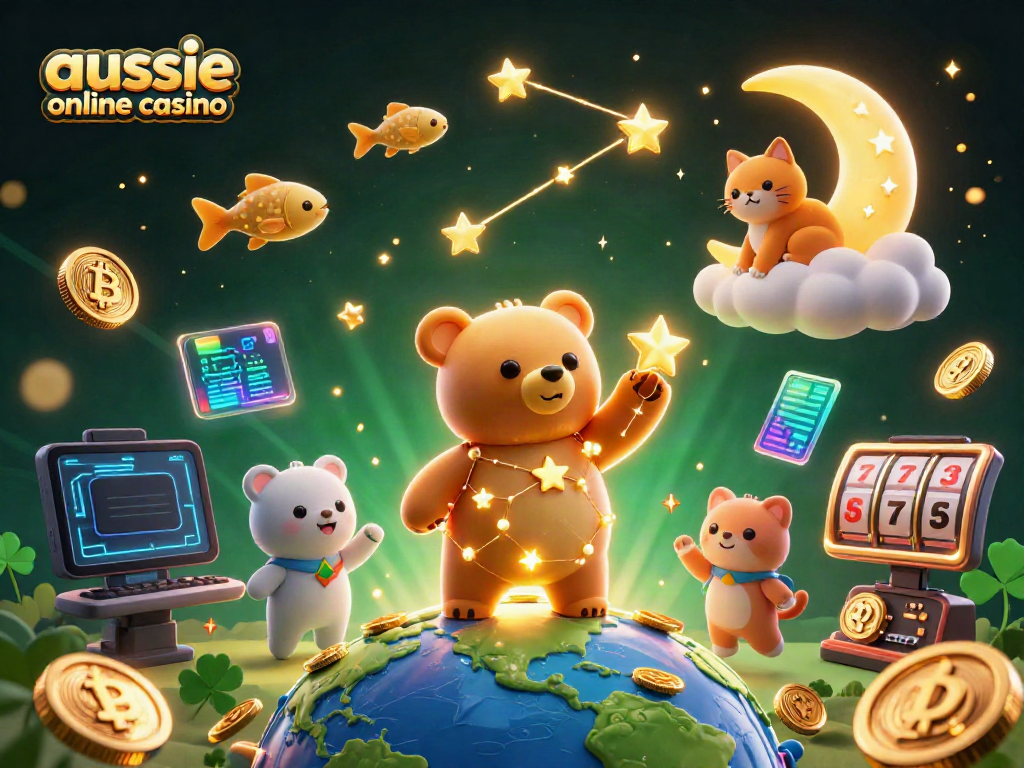 Casino illustration depicting the aussie online casino theme with vibrant characters and elements.