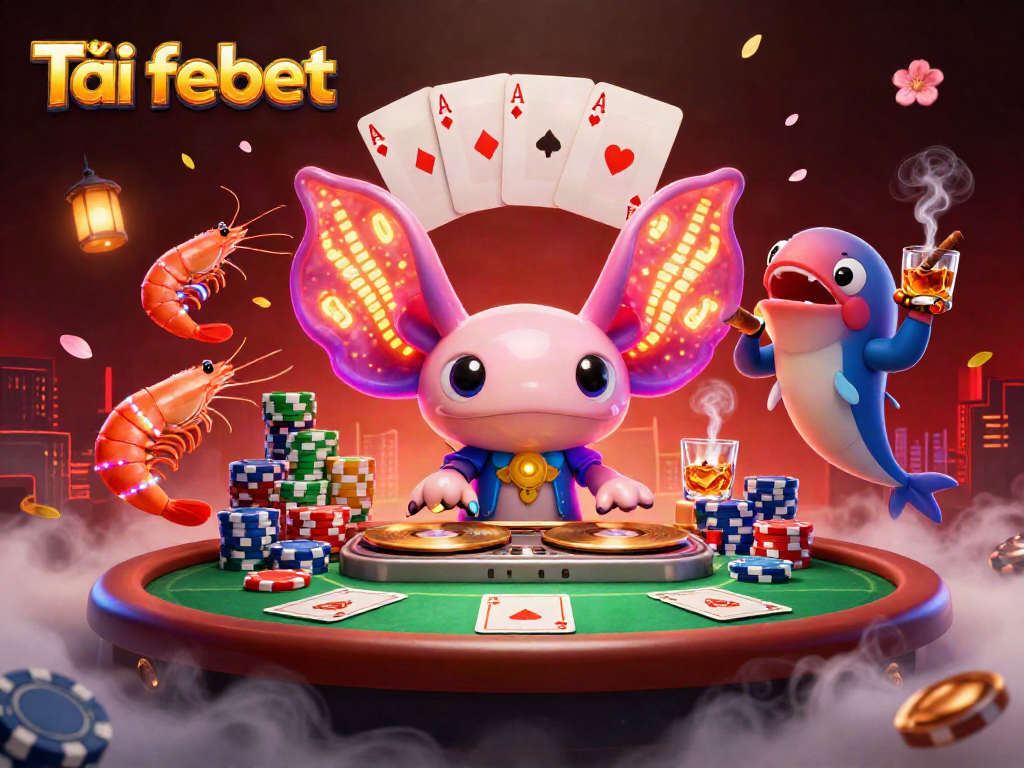Experience thrilling gameplay at Tải febet with an energetic casino scene featuring vibrant characters.