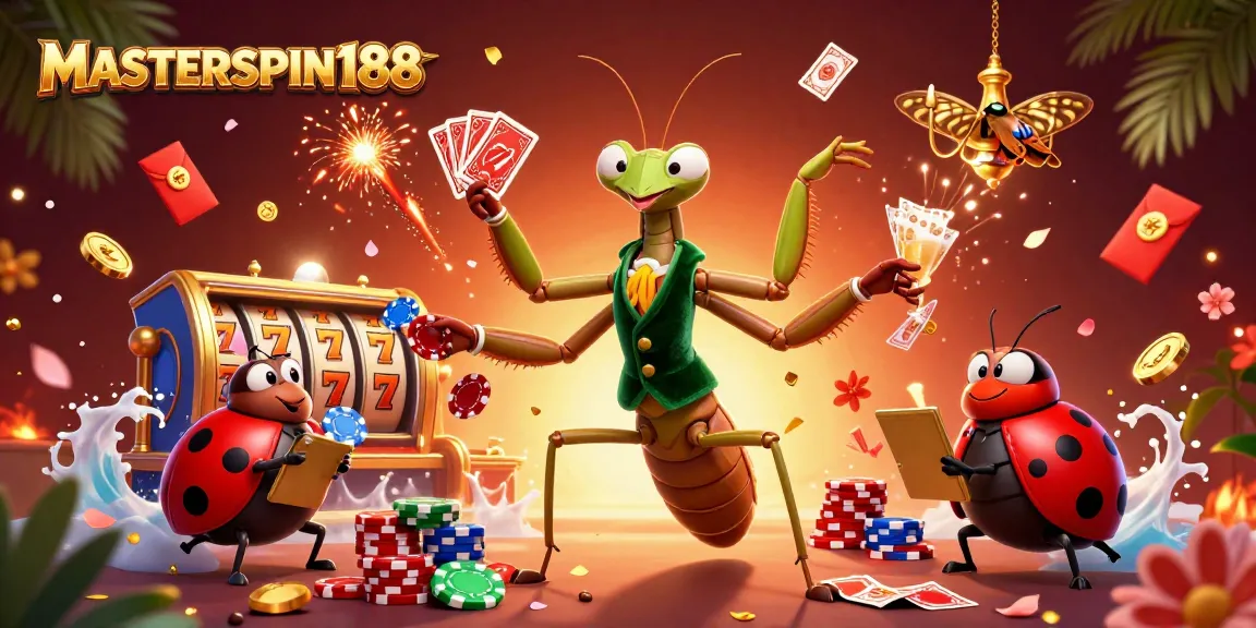 Masterspin188 showcases a vibrant casino scene with animated characters engaging in gaming.