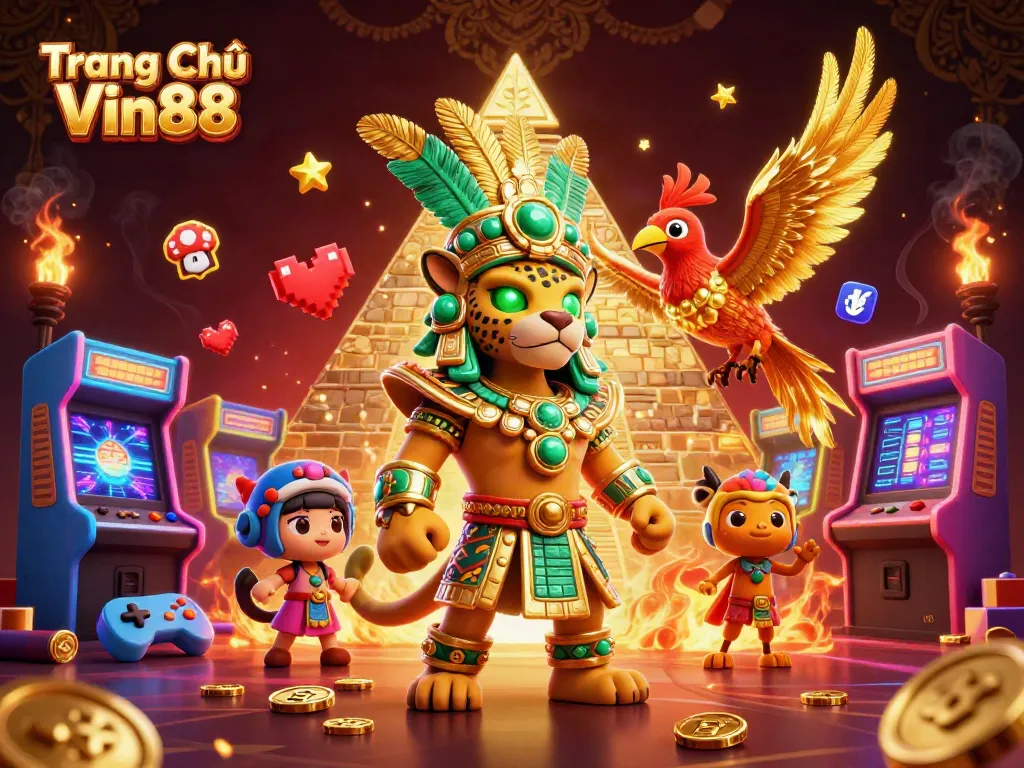 Win big at Trang Chủ Vin88 with this vibrant casino illustration featuring dynamic gaming elements.