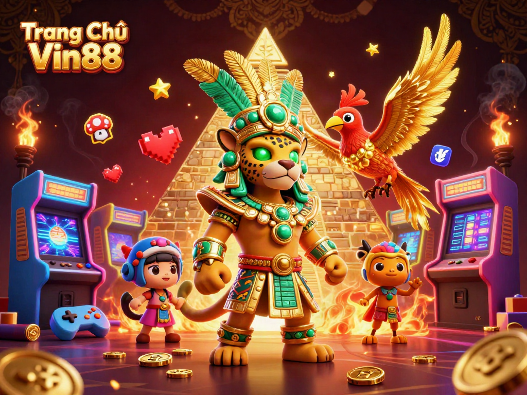 Win big at Trang Chủ Vin88 with this vibrant casino illustration featuring dynamic gaming elements.