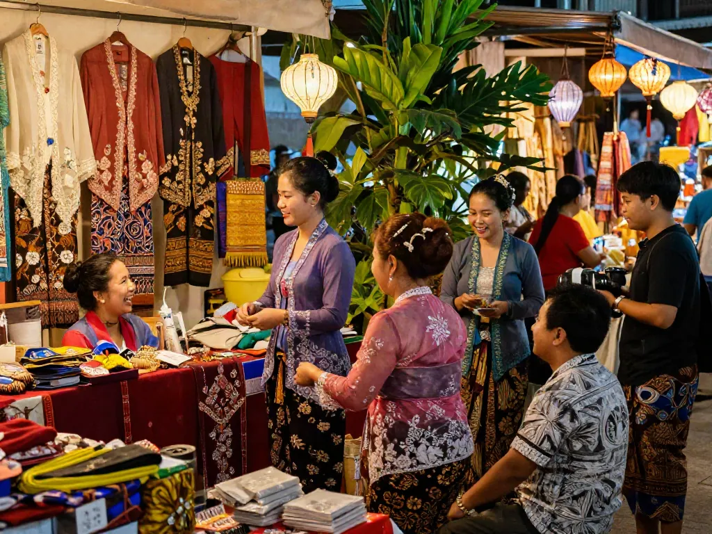 Nyonya 4D vibrant marketplace showcasing traditional clothing and cultural experience.