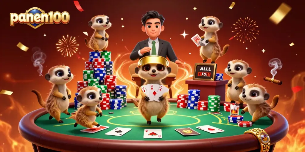 Experience the excitement of panen100 with meerkats running a vibrant casino operation