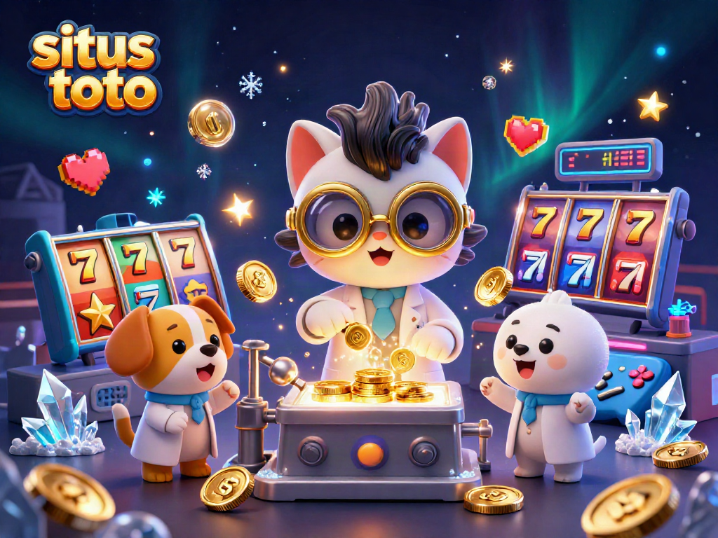 Experience thrilling gaming adventures with situs toto in a vibrant 3D casino scene.