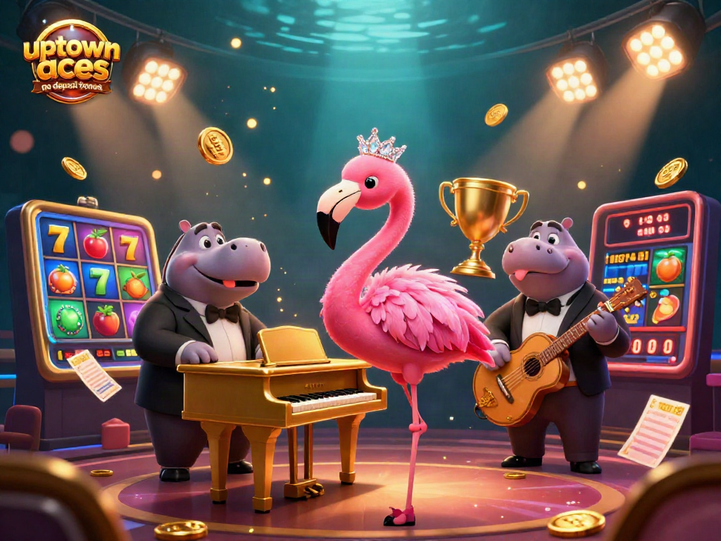 Experience the thrill with the uptown aces no deposit bonus while enjoying vibrant casino-themed artwork.
