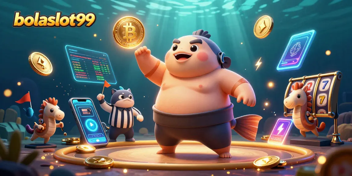 Spin and win at bolaslot99 in a vibrant underwater casino scene showcasing crypto elements.