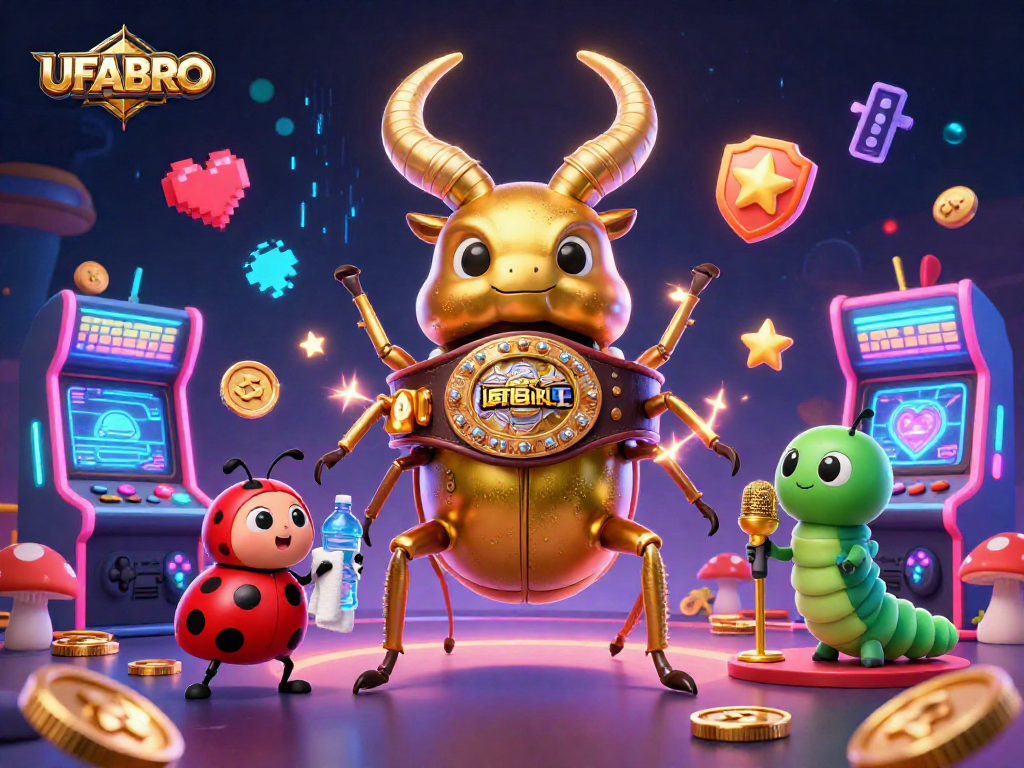 Experience thrilling wins at UFABRO with dynamic gameplay elements in a vibrant 3D illustration.