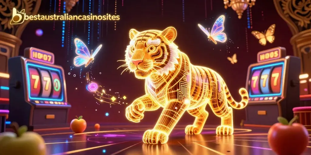 Engage with the thrilling world of online gambling at bestaustraliancasinosites featuring vibrant 3D casino elements.