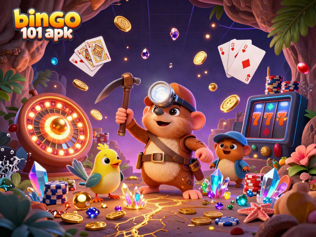 Experience the excitement of bingo 101 apk with vibrant treasure hunting elements and dynamic gaming visuals.