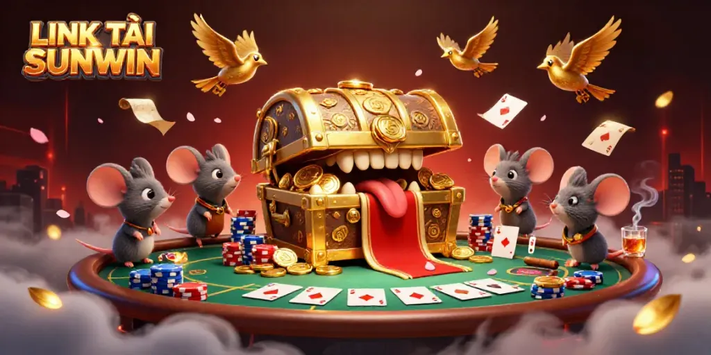 Engage with thrilling play in LINK TẢI SUNWIN's vibrant casino scene featuring treasure and poker elements.